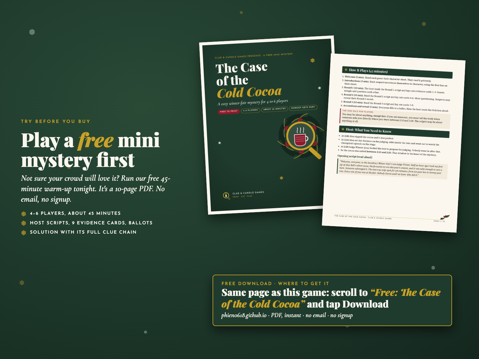 Try it free first: real pages of The Case of the Cold Cocoa and where to download it