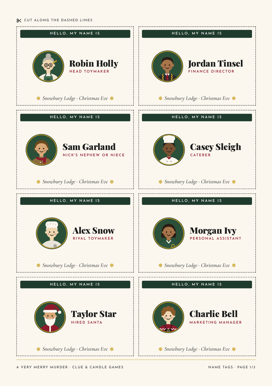 Name Tags, page 1 (A4)