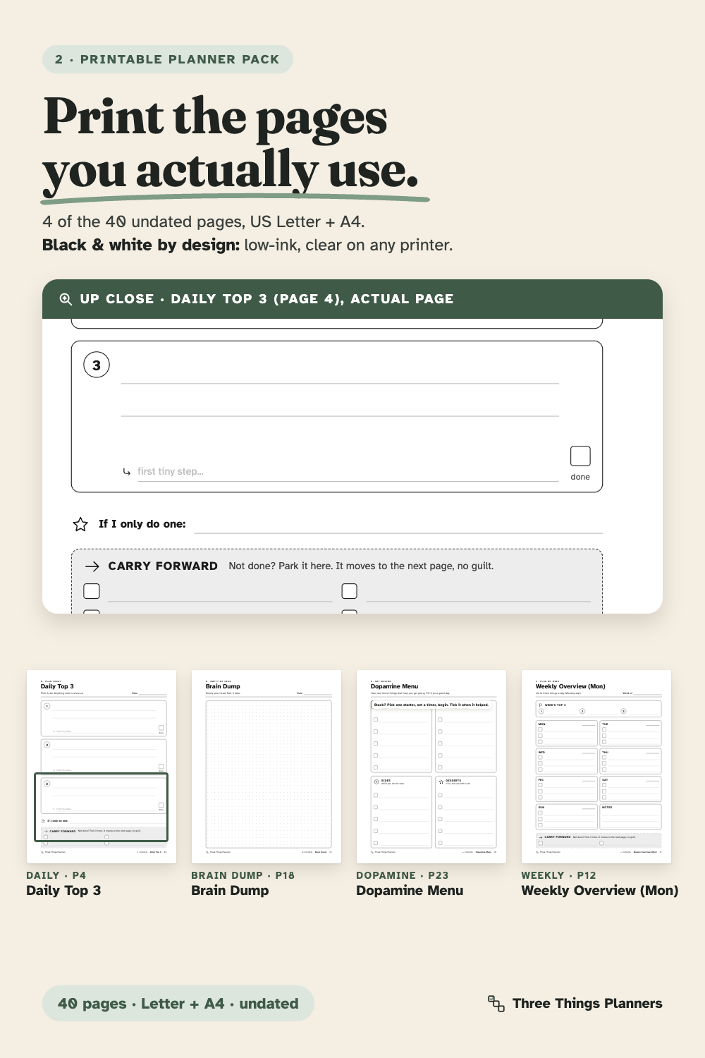 Printable planner pages