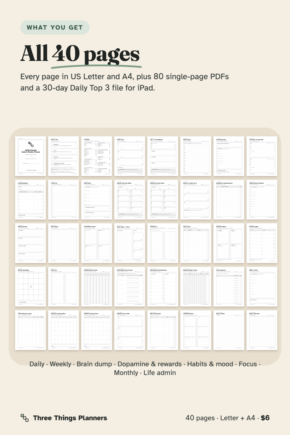 Thumbnails of all 40 pages in the pack