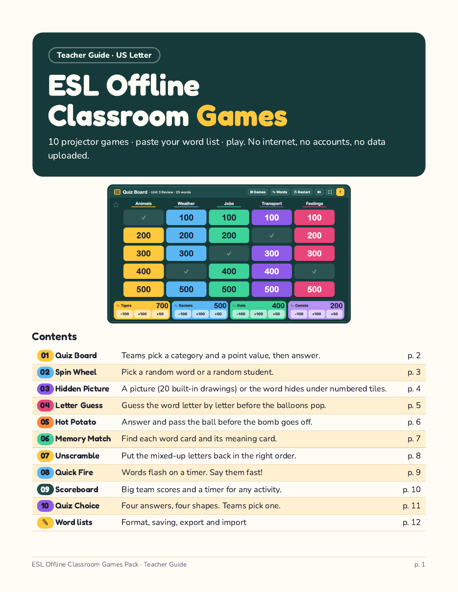 Teacher Guide page 1