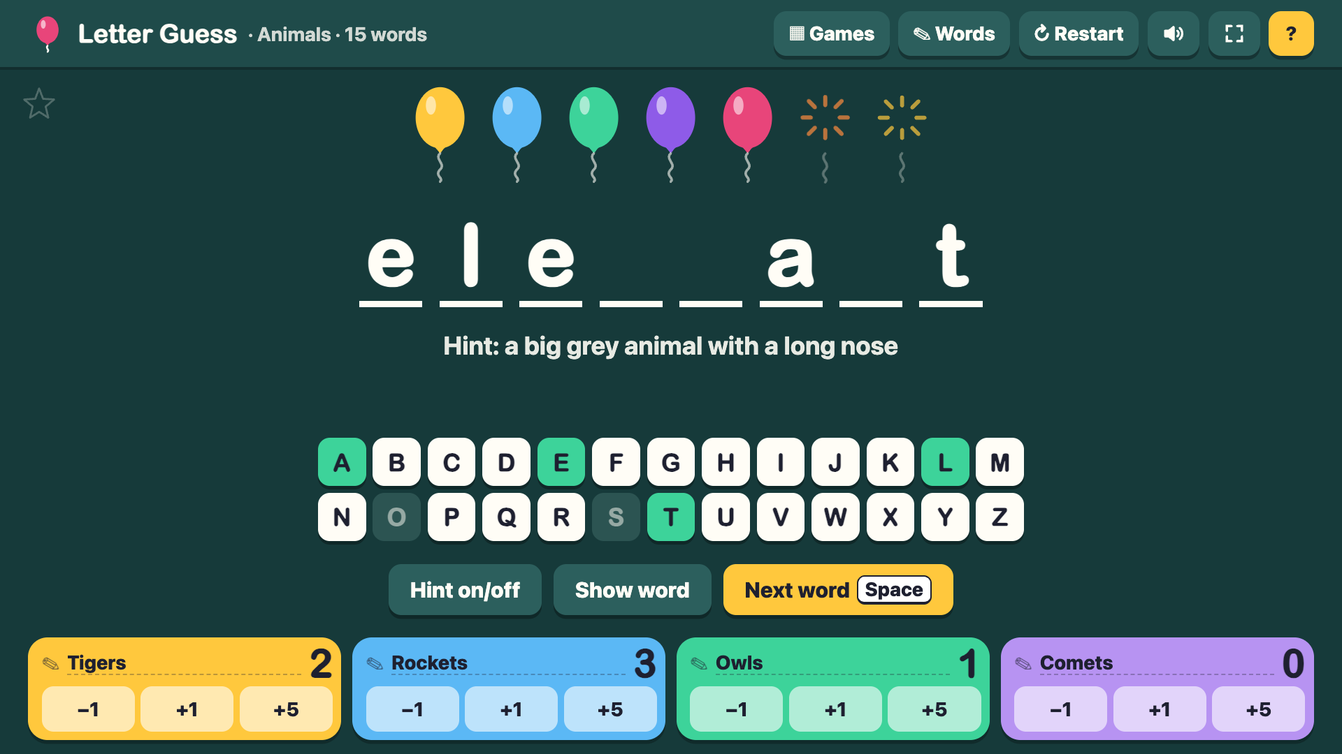 Letter Guess screenshot
