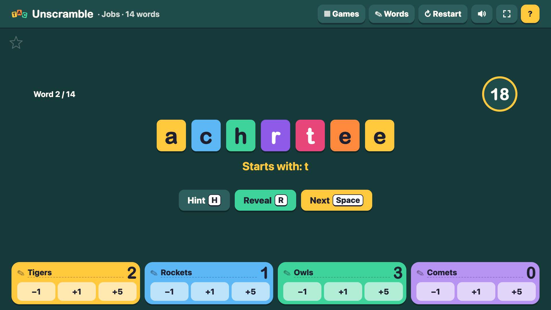 Unscramble screenshot