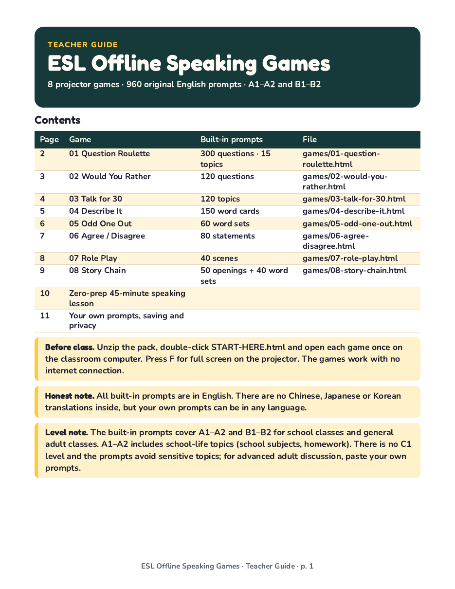 Teacher Guide page 1