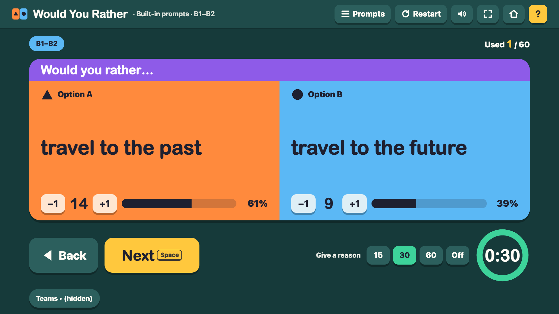 Would You Rather with class vote bars
