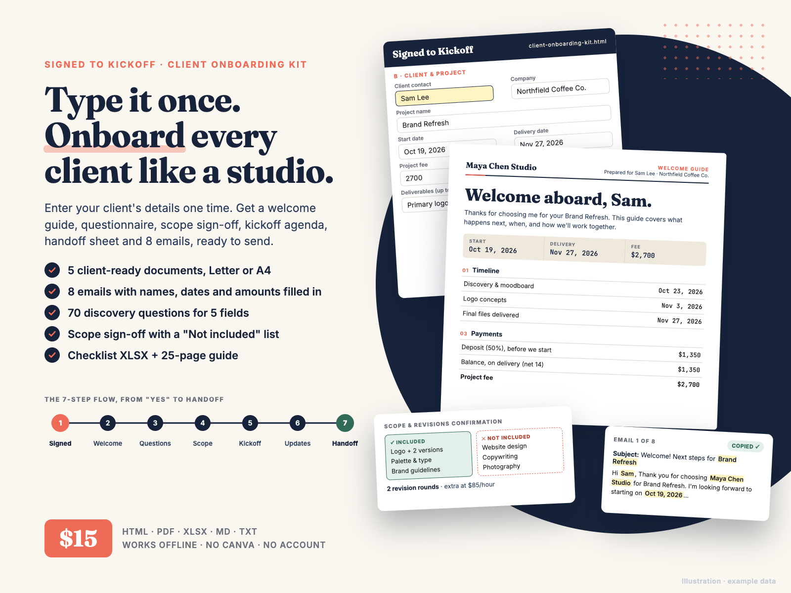 Signed to Kickoff: Freelance Client Onboarding Kit cover