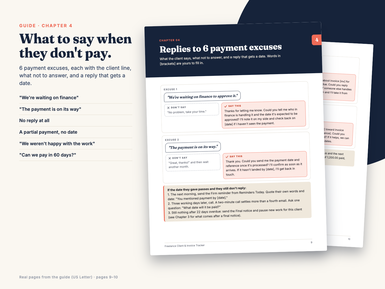 Guide pages: replies to payment excuses