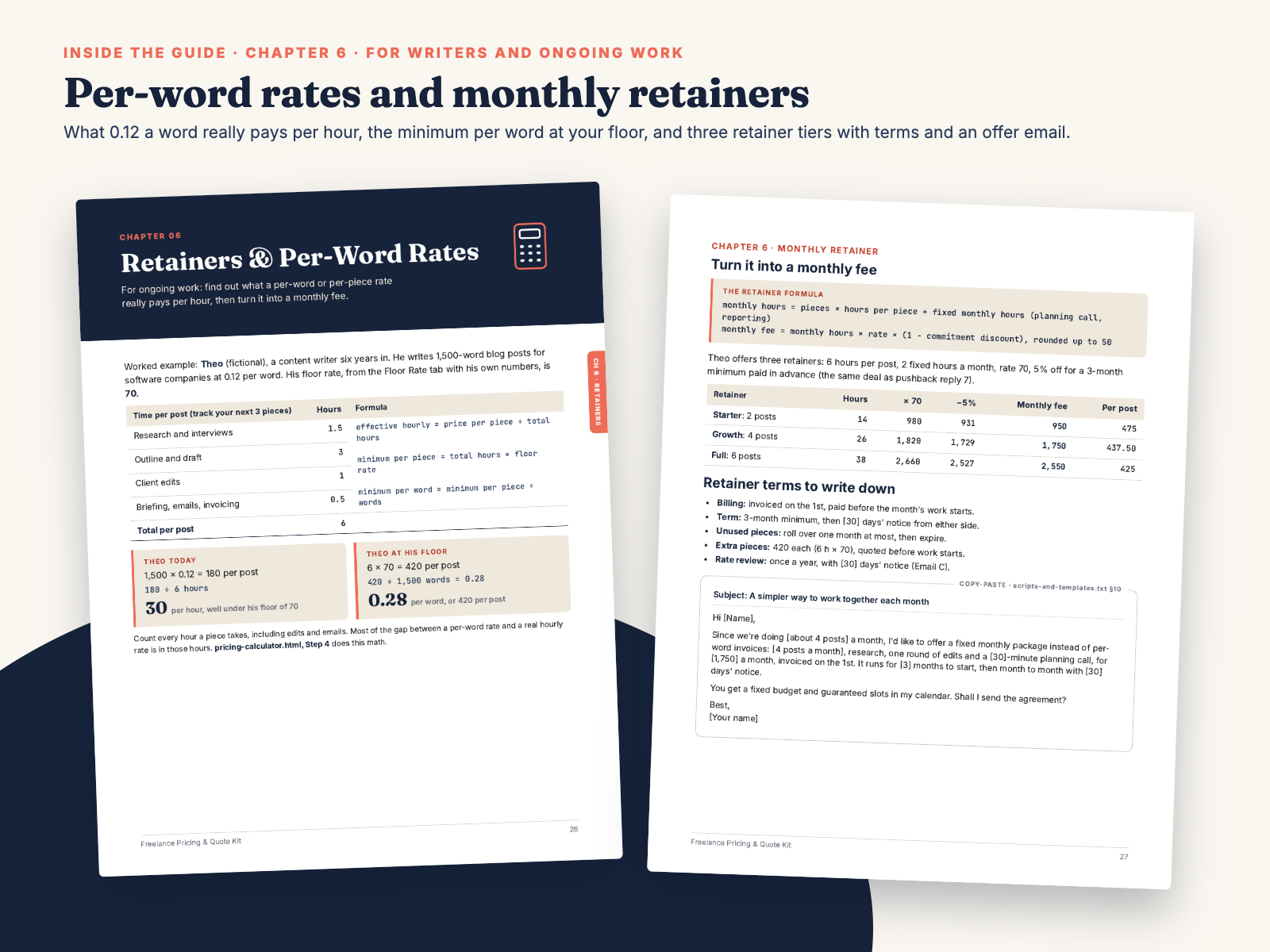 Guide pages 26-27, Chapter 6 retainers and per-word rates