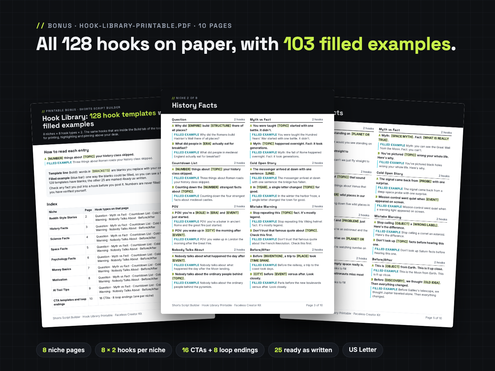 Real pages of the Hook Library Printable PDF